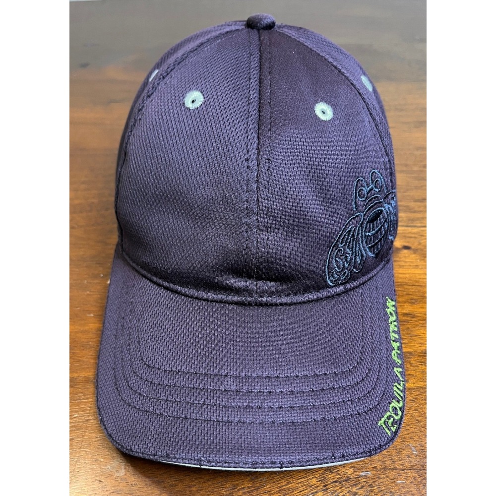 Patron Tequila Strapback Hat Black Embroidered Bee Logo Simply Perfect Cap OSFM - Picture 2 of 8